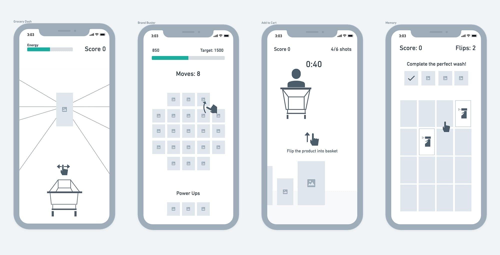 Initial gameplay wireframes